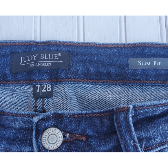 Judy Blue Slim Fit Womens Jeans Size 7/28 Blue Denim Mid Rise Dark Wash - Picture 9 of 10